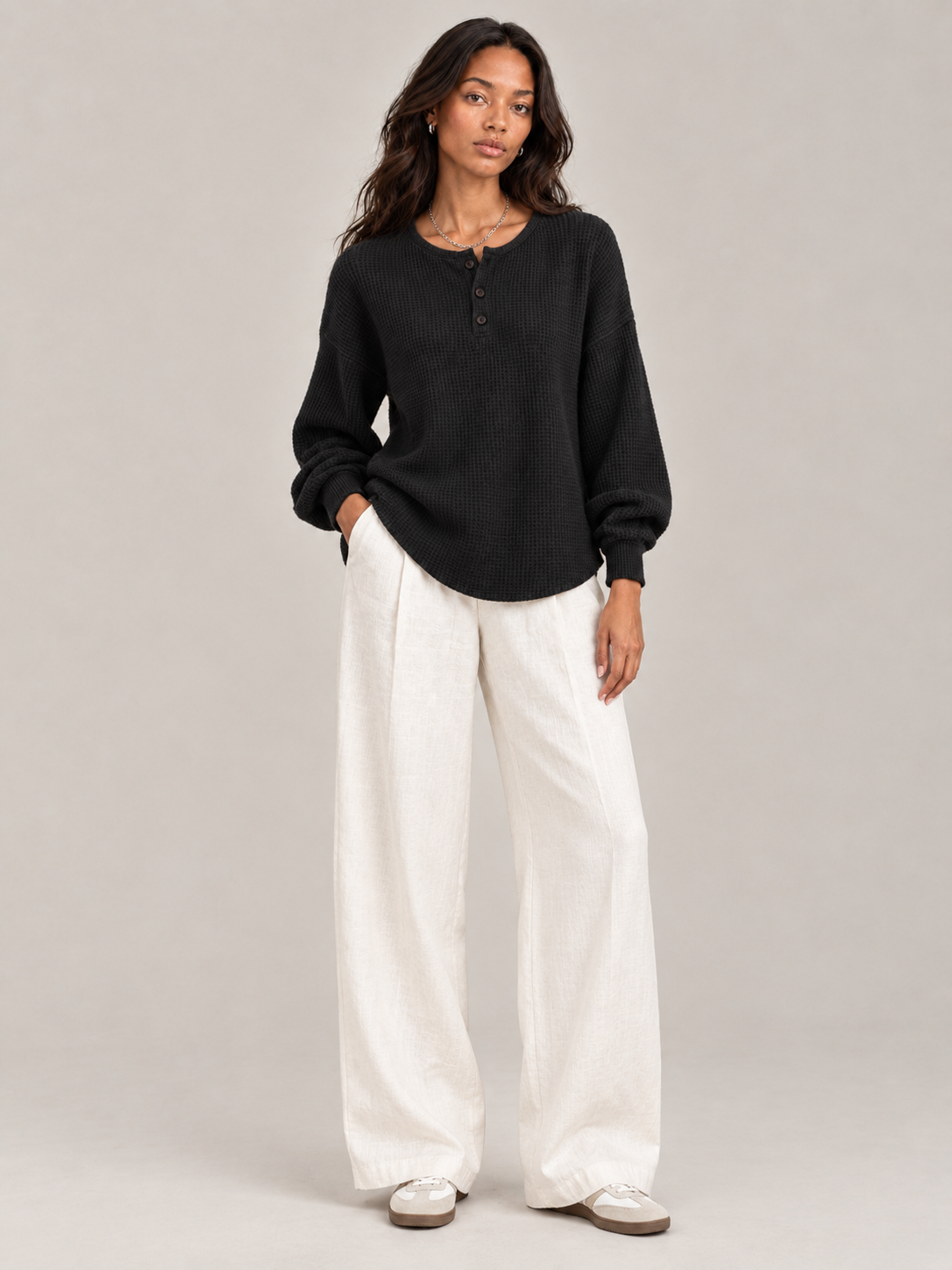 Félicité™ | Sweat-shirt Henley gaufré