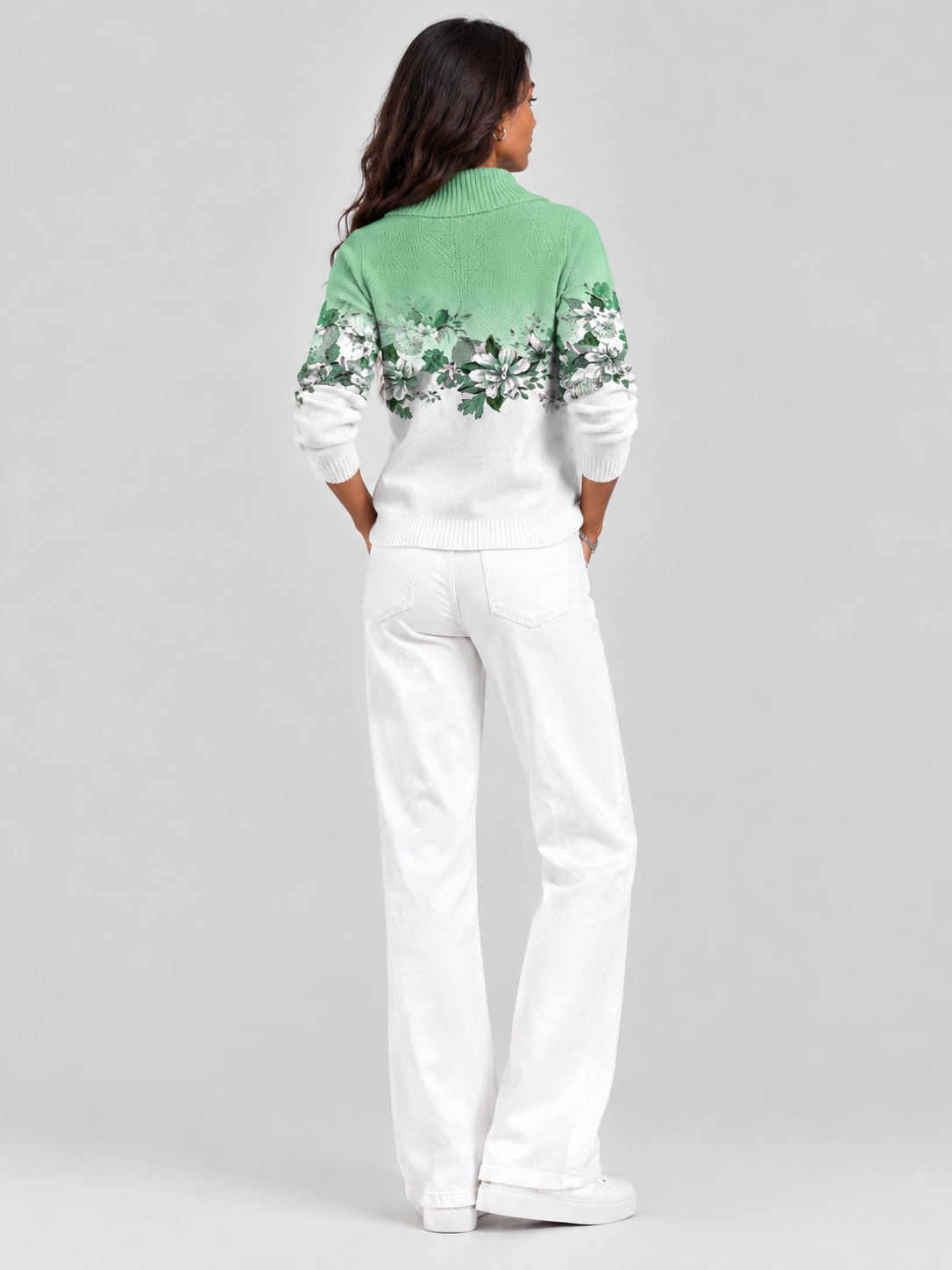 Albane™ | Pull floral avec col roulé
