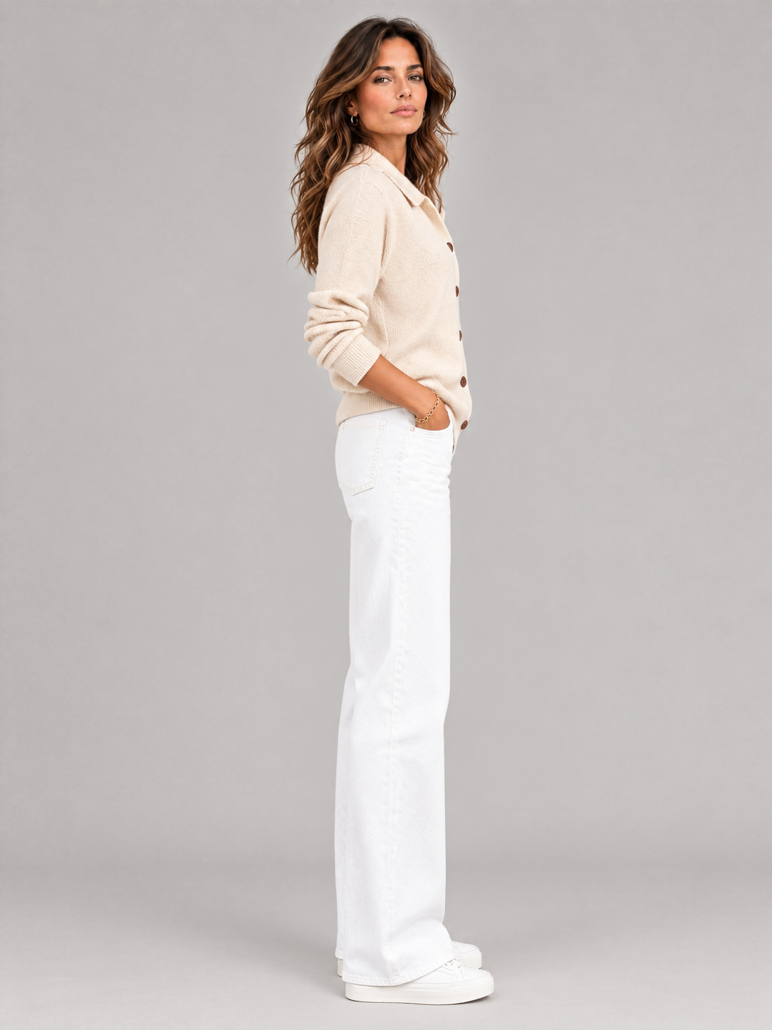 Odette™ | Veste en tricot avec col et boutons