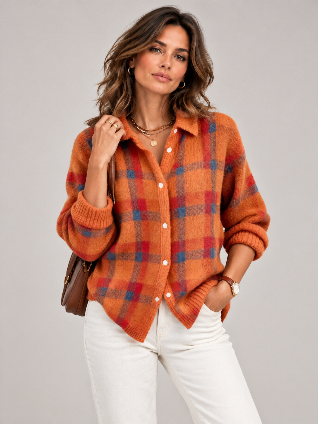 Capucine™ | Veste en tricot à carreaux