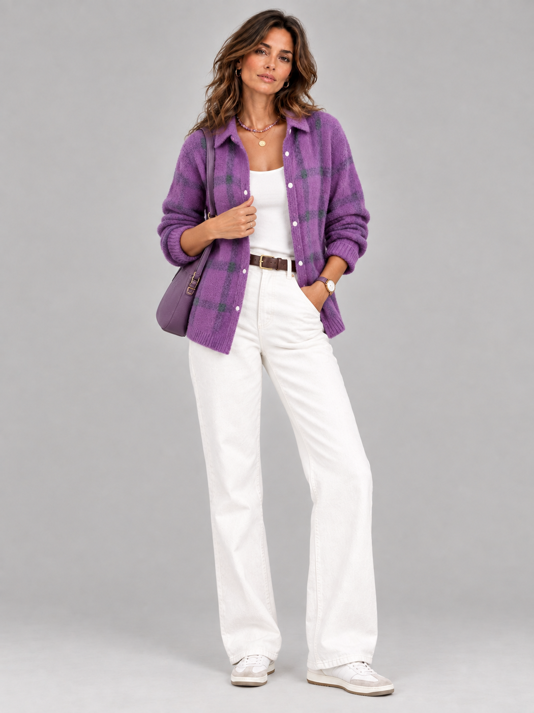 Capucine™ | Veste en tricot à carreaux