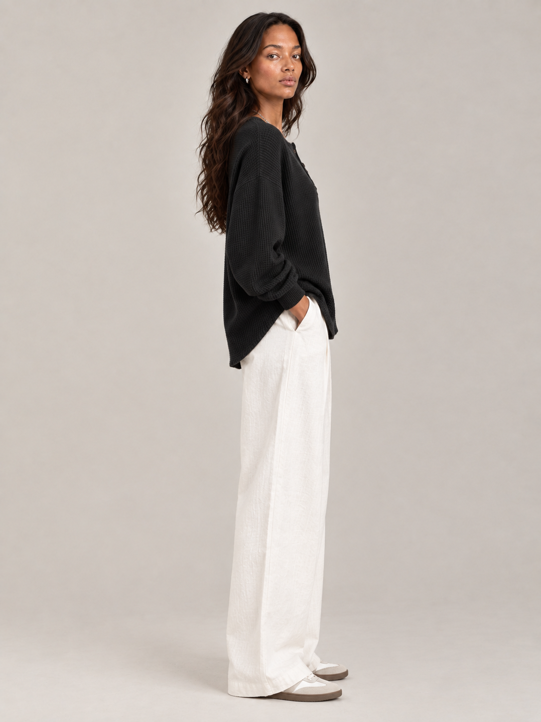 Félicité™ | Sweat-shirt Henley gaufré