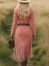 Robe Longue Effet Daim Luxe – Ceinture Incluse