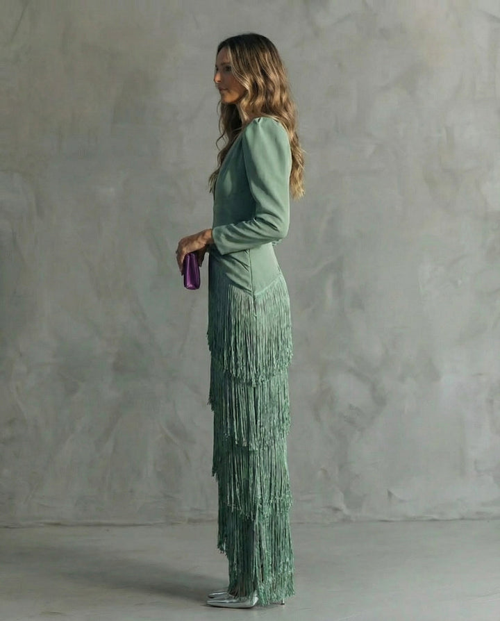 Léa | Robe élégante à franges avec coupe ajustée