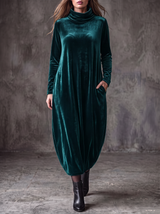 Margot robe longue en velours vert foncé – vue de face