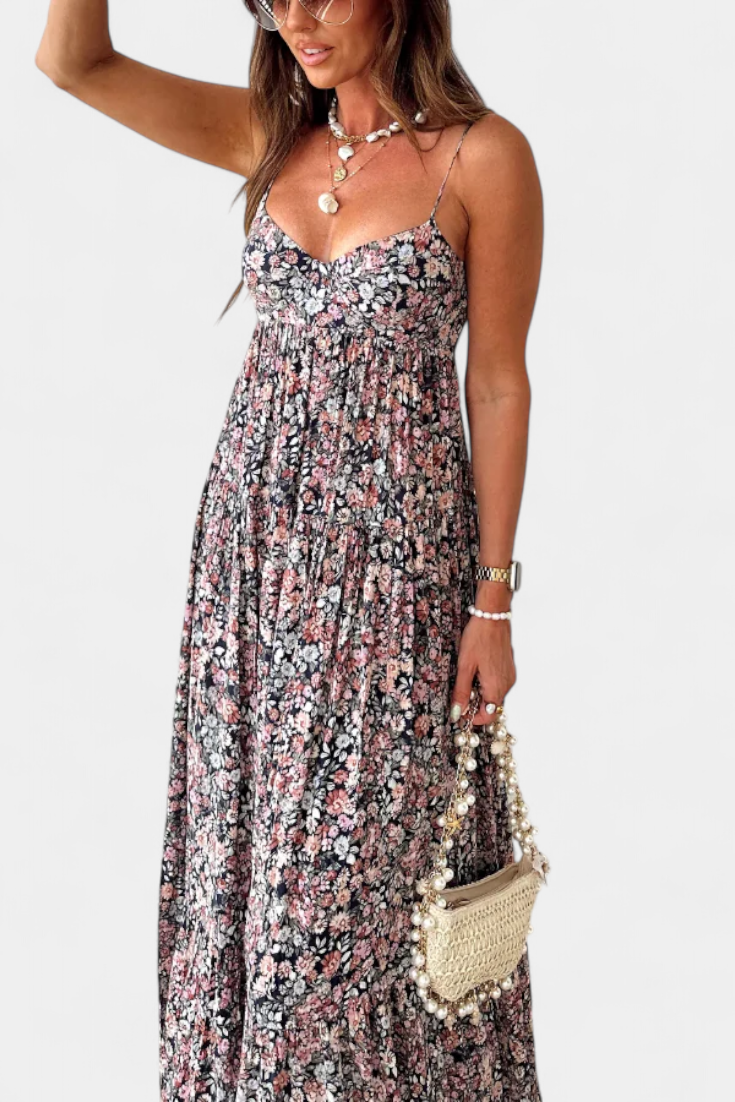Reyna | Robe Maxi Fleurie à Dos Nu