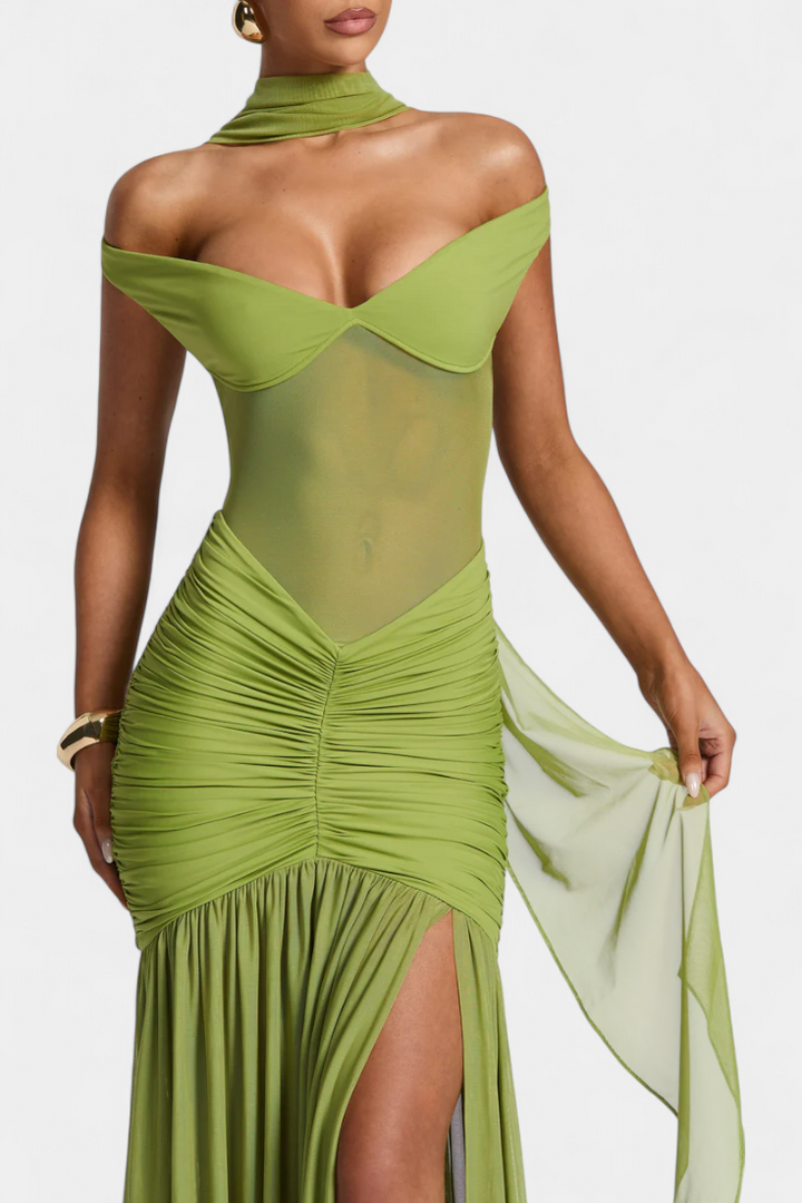 SELINA™ | ROBE MAXI ÉLÉGANTE AVEC DÉTAILS EN MESH