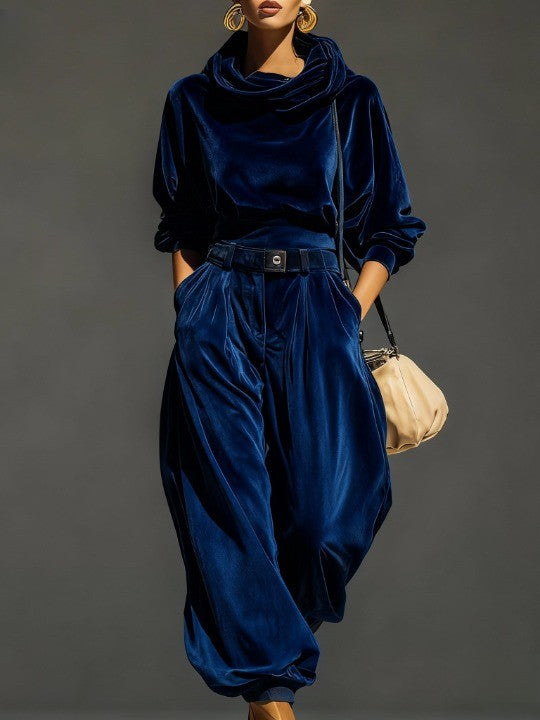 Costume élégant en velours à coupe fluide
