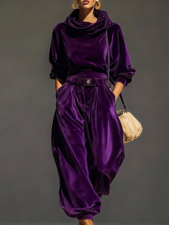 Costume élégant en velours à coupe fluide