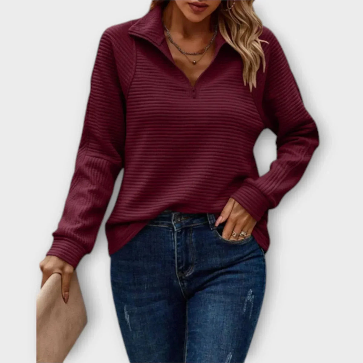 Ivy | Pull Chic Décontracté à Col Zippé