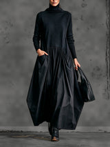 Noémie robe longue oversize noire – vue de face