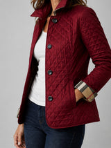 Veste matelassée Odette rouge à manchettes à carreaux