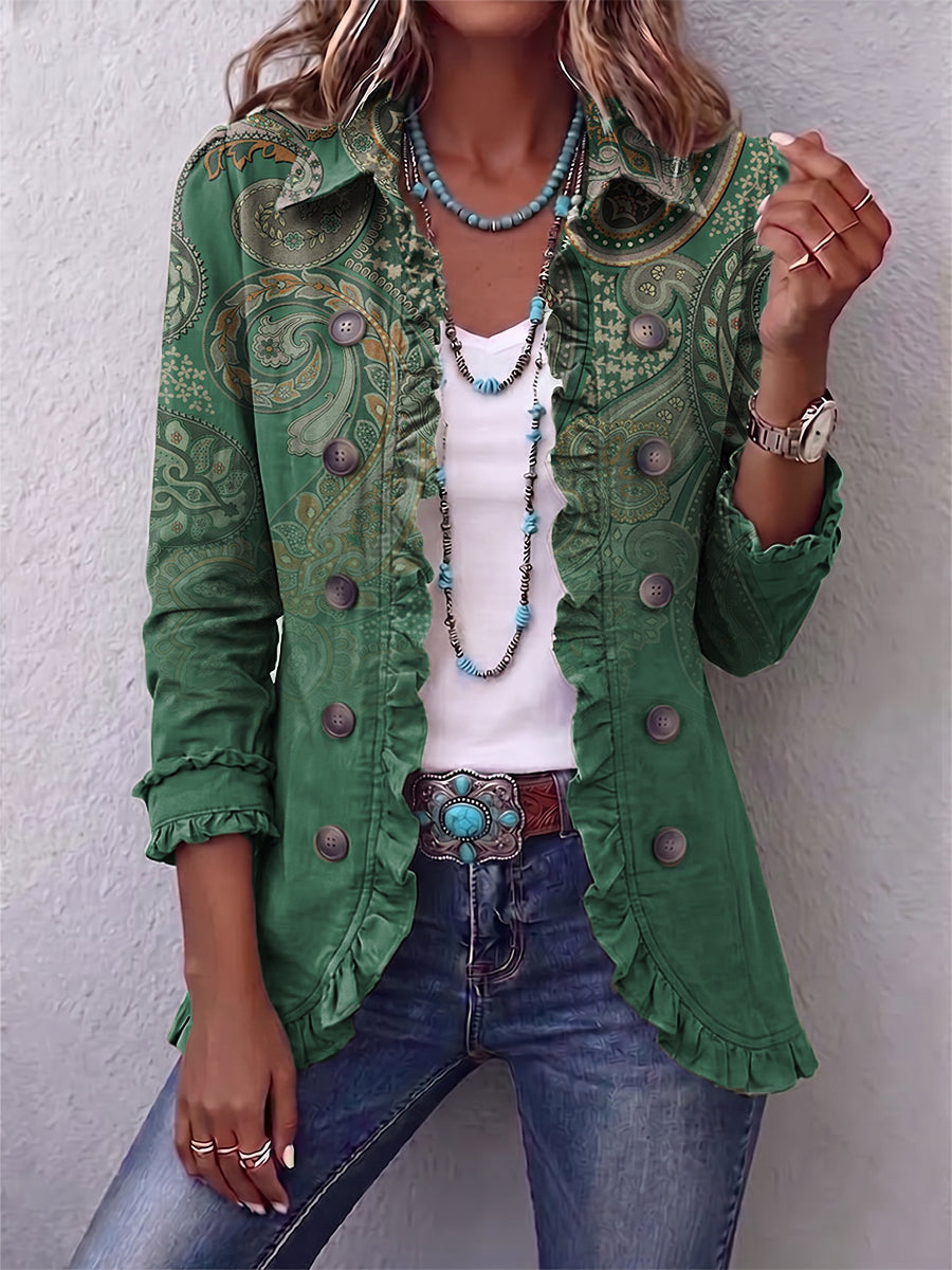 Juliette™ | Veste bohème imprimée cachemire et volants