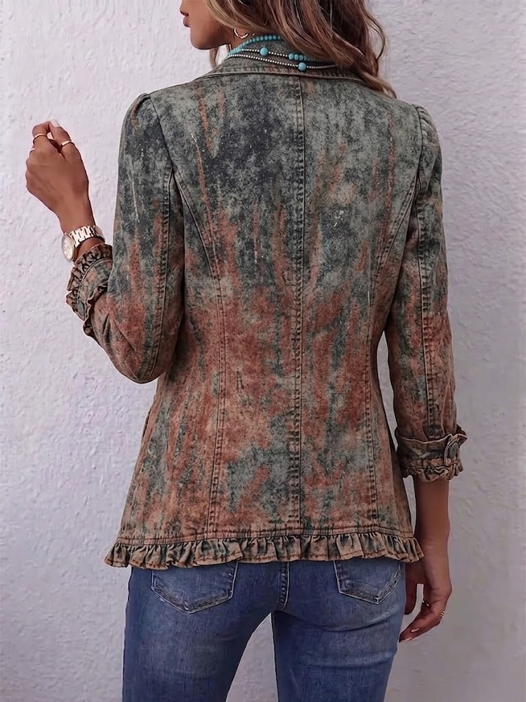 Sophie™ | Veste imprimée structurée dégradée vintage et volants