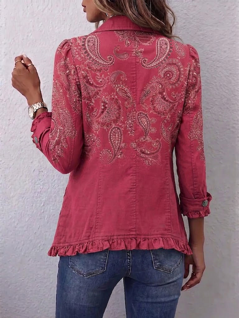Clémence™ | Veste imprimée cachemire vintage et volants