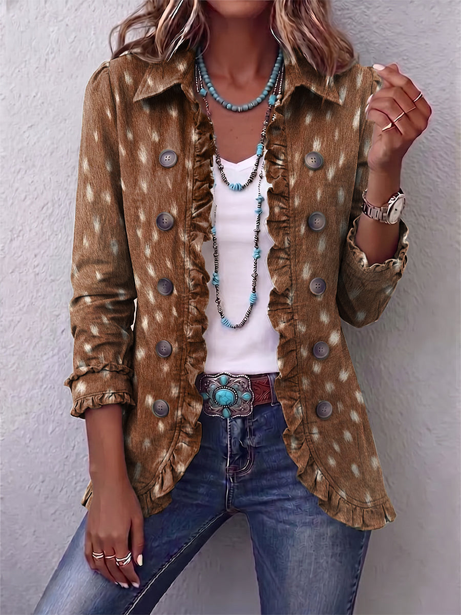 Charlotte™ | Veste bohème imprimé animal et volants