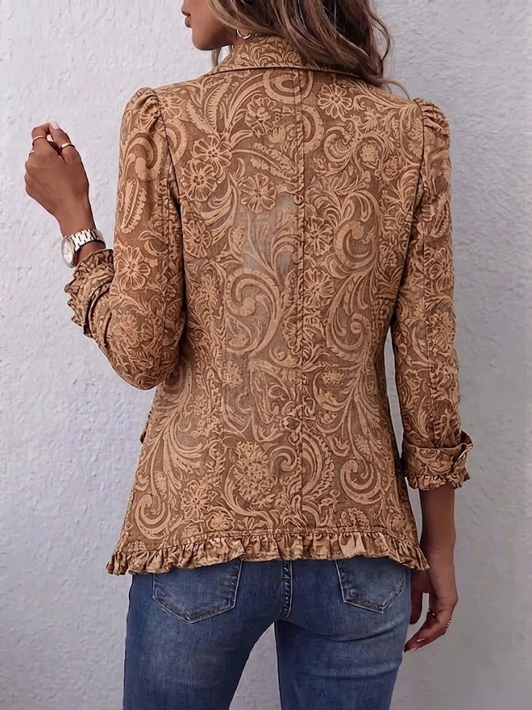 Violette™ | Veste bohème vintage imprimée fleurs et volants
