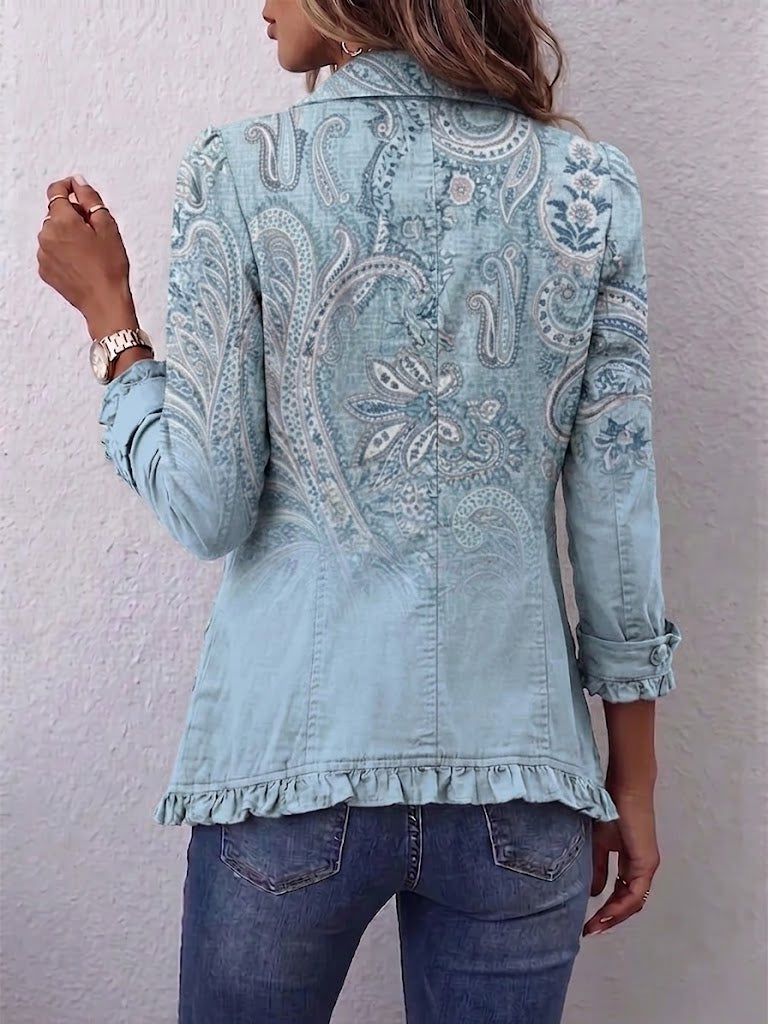 Marie ™ | Veste imprimée cachemire vintage et volants