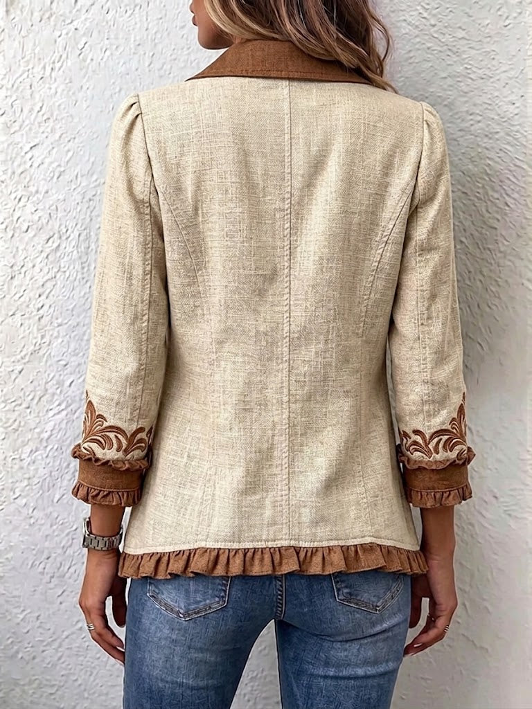 Noémie™ | Veste bohème vintage imprimée fleurs et volants