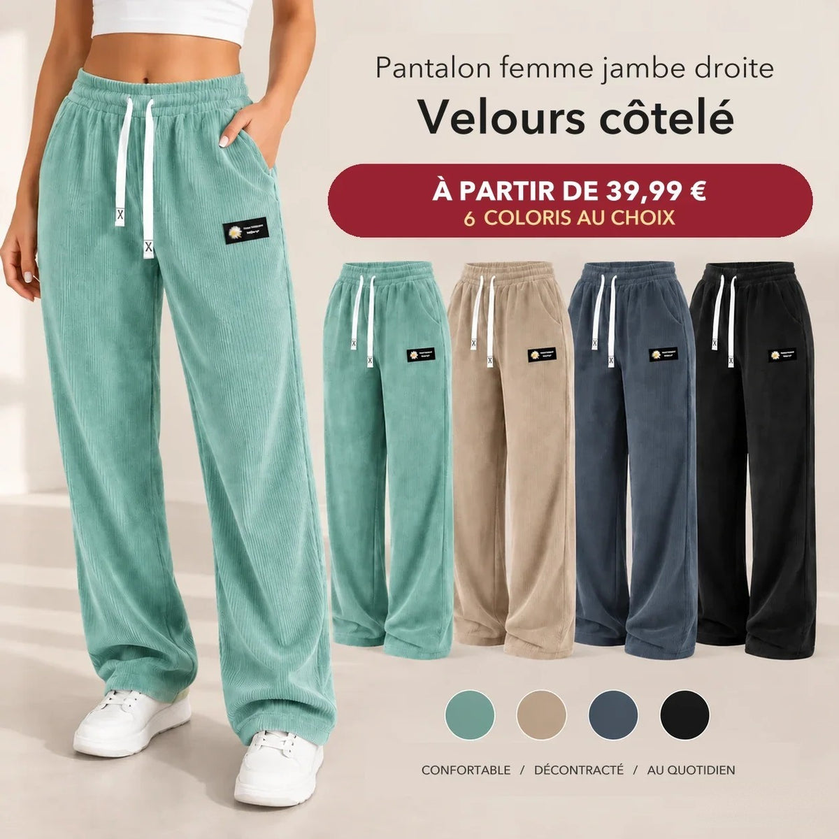 Jogging Marguerite velours côtelé – coloris au choix