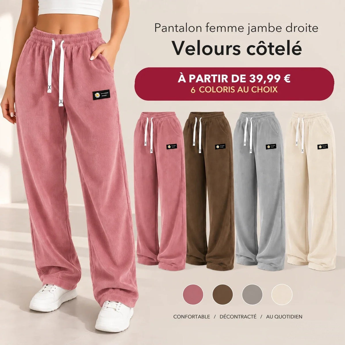 Jogging Marguerite velours côtelé – coloris au choix