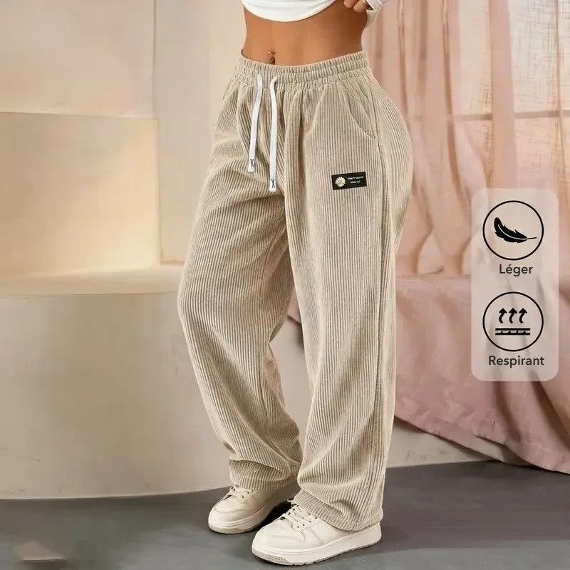 Jogging Marguerite velours côtelé beige