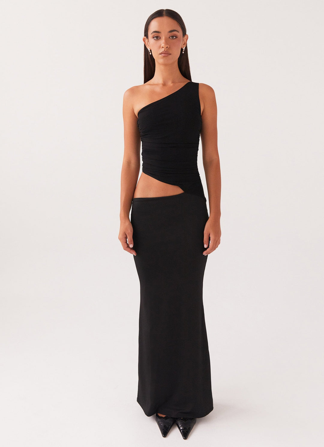 CHLOÉ NOIRE – ROBE LONGUE ASYMÉTRIQUE