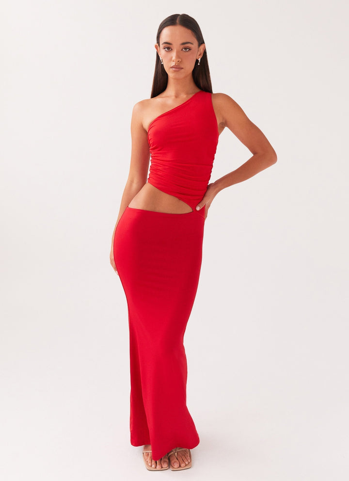 CHLOÉ NOIRE – ROBE LONGUE ASYMÉTRIQUE