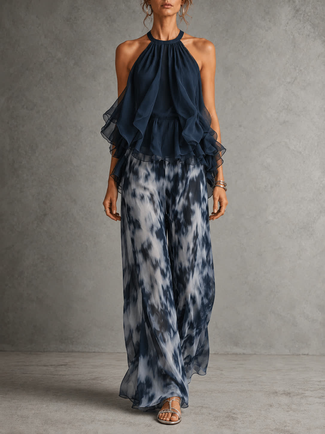 Élise – ensemble fluide top et pantalon ample